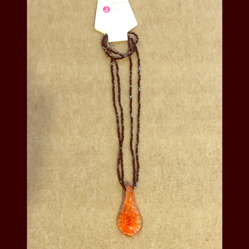Hand-Blown Glass Pendants on Double Beaded Chain.